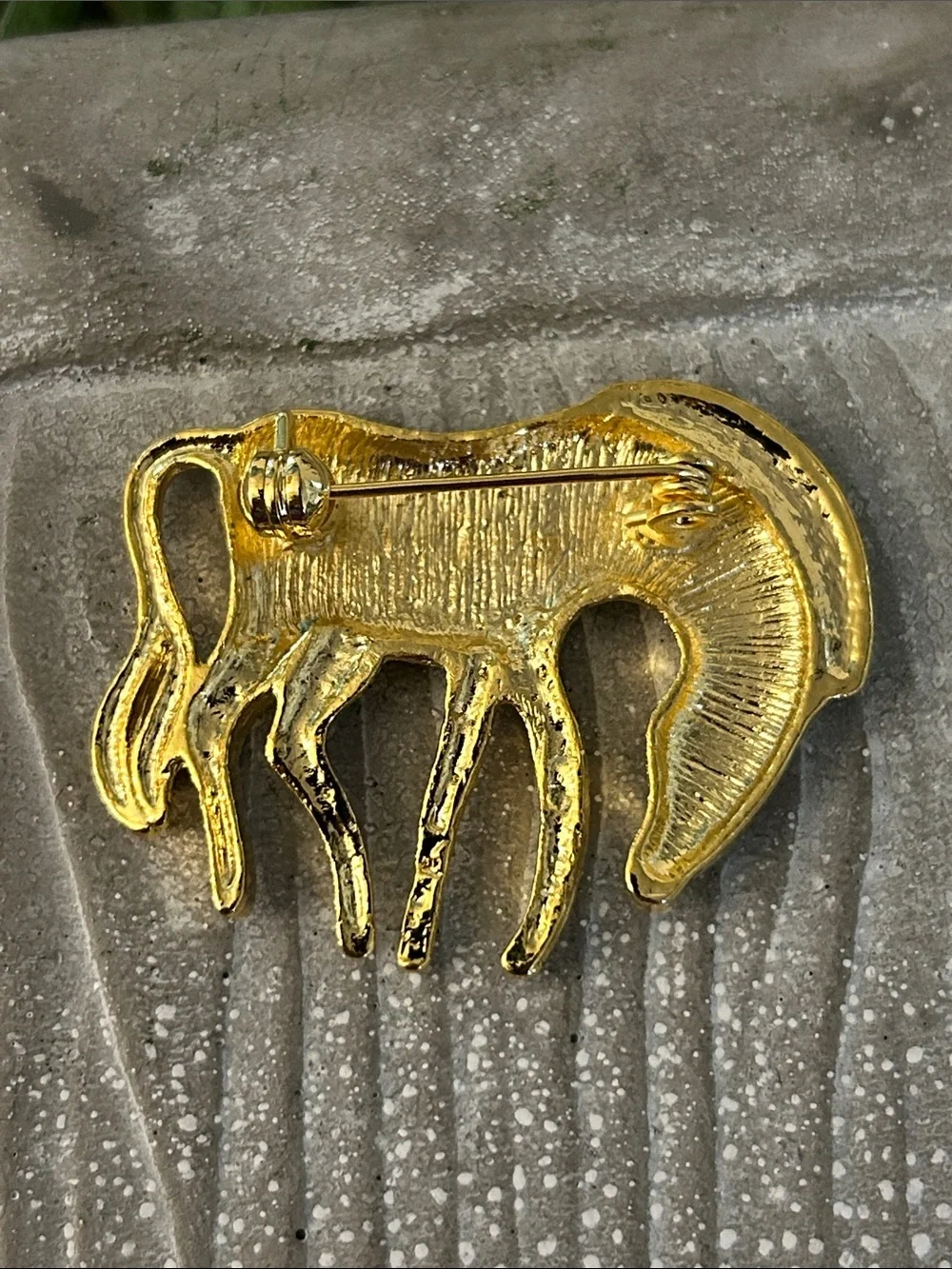 Gold Tone zebra Brooch - Shiny Gold Pin for animal safari lovers